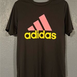 adidas Black Tee with Pink and Yellow Logo